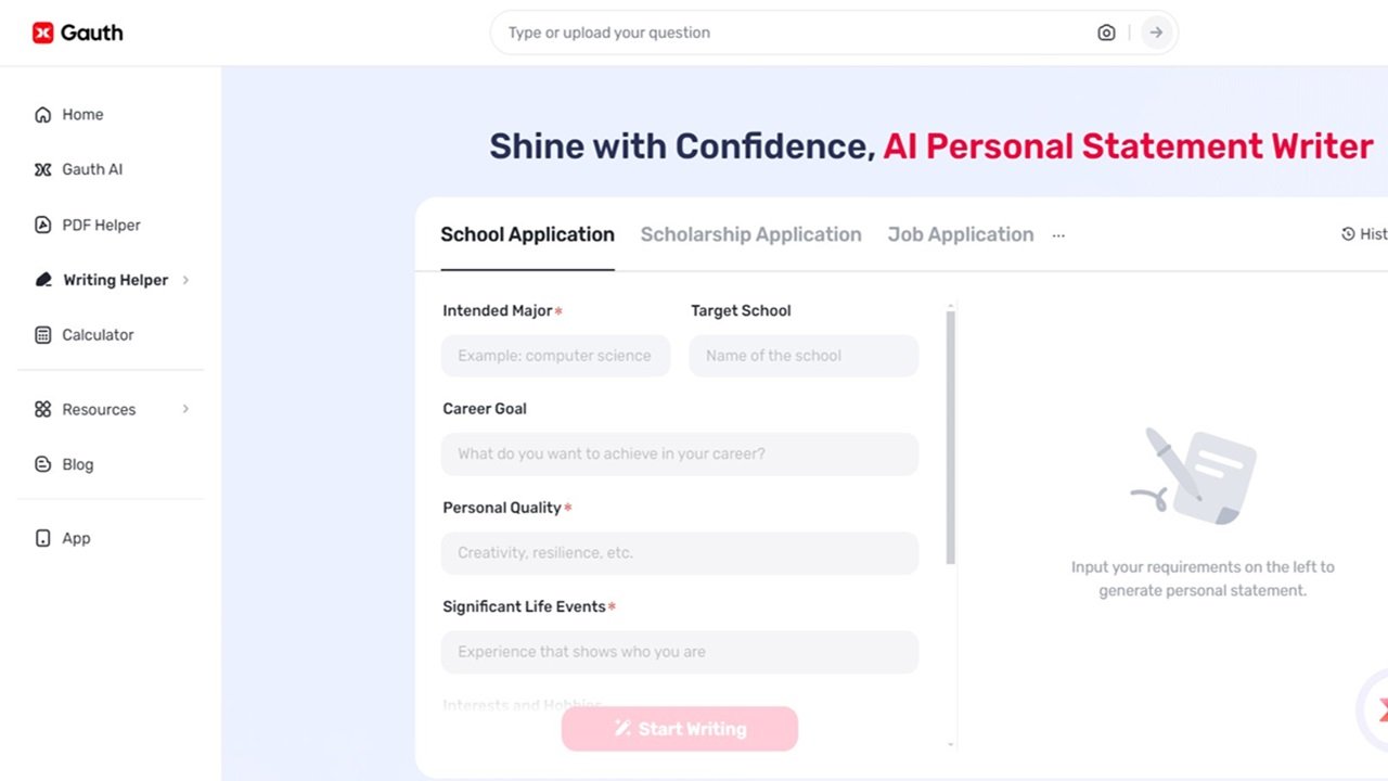 How Gauth Can Simplify Your School Application Personal Statement
